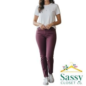 Levi’s Signature Totally Shaping Pull‑On Skinny Denim Pants Burgundy 12M EUC